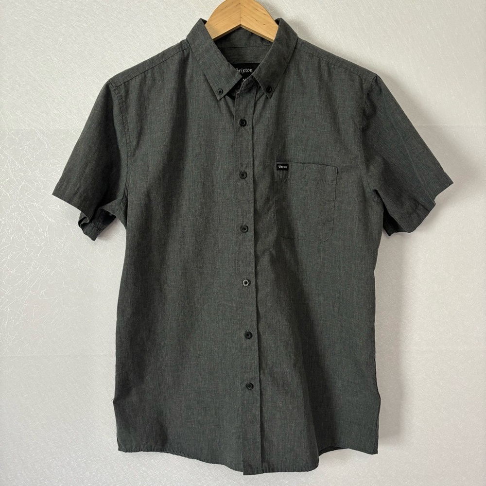 Brixton Charcoal Short Sleeve Button Down Shirt Men's Medium